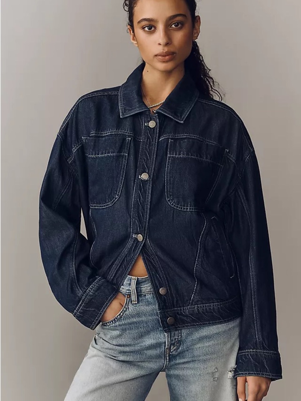 Pilcro Dark Indigo Denim Jean Jacket